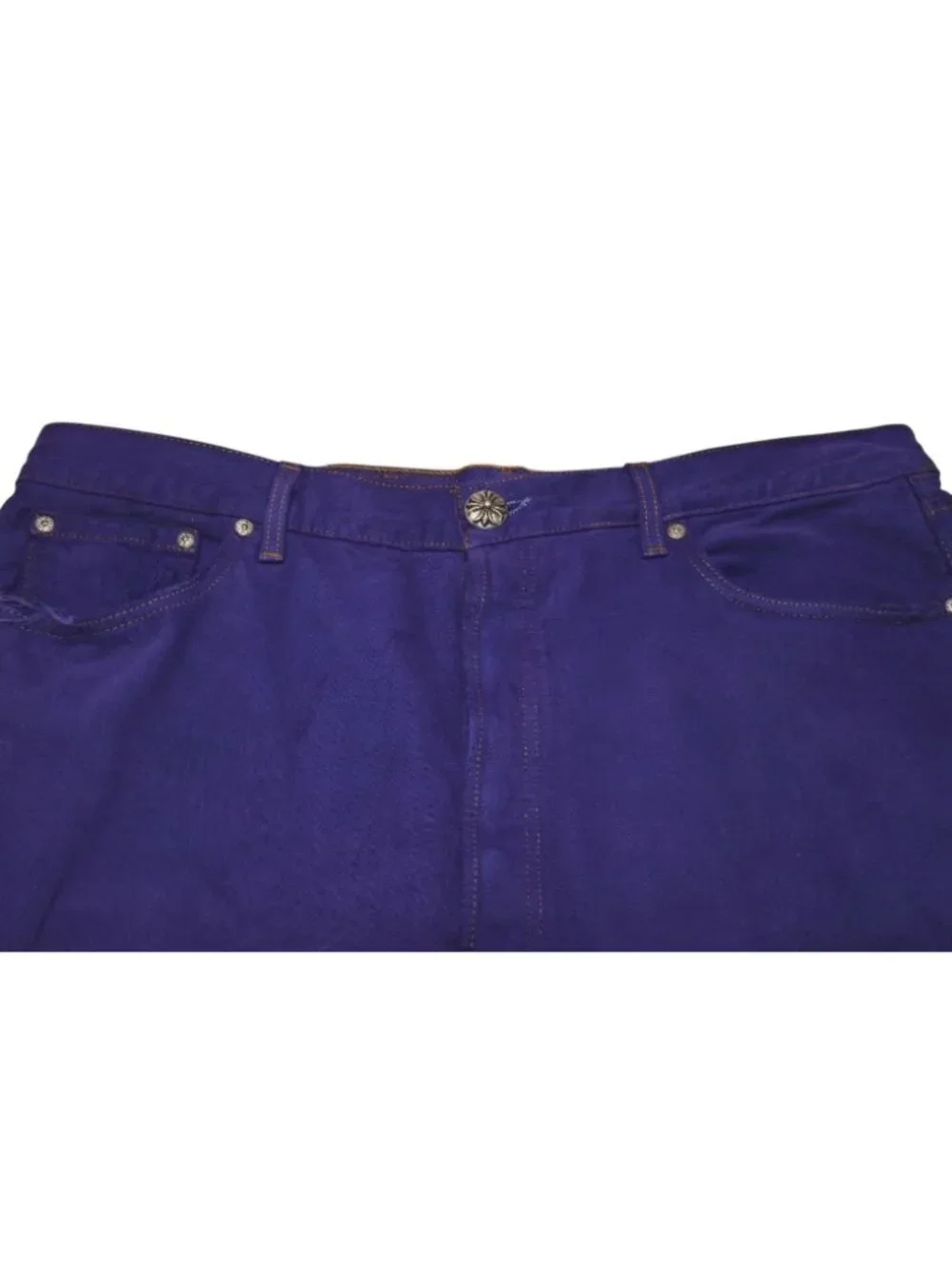 Chrome Hearts Levi's Denim Pants Crossball Purple Cotton 925 Sterling Silver 38
